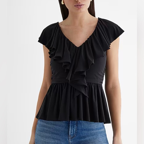 Express V-neck Ruffle Peplum top, Sz XL - Picture 2 of 7